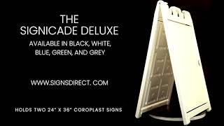 WHITE PORTABLE SANDWICH BOARD STYLE AFRAME PLASTICADE SIGNICADE DELUXE 140 from Signs Direct [upl. by Olegnalehcim]