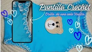 Puntilla a Crochet  Orilla de una sola vuelta  Puntadas tejidas Faciles🤩 [upl. by Anivle]