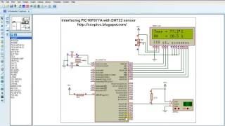 PIC16F877A and DHT22 AM2302 RHT03 Proteus simulation [upl. by Gwendolen]