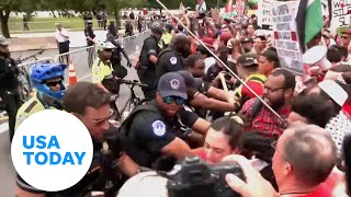 Protesters pepper sprayed in DC protests ahead of Netanyahu speech  USA TODAY [upl. by Nwahsear499]