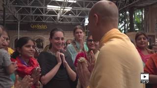 HH Radhanath Swami arrival [upl. by Anegroeg]