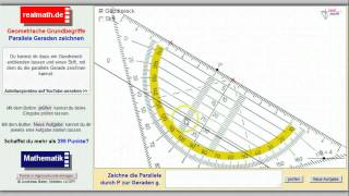 Eine Parallele mit dem Geodreieck zeichnen  realmathde [upl. by Sayce685]