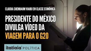 PRESIDENTE DO MÉXICO CLAUDIA SHEINBAUM VIAJOU EM VOO COMERCIAL PARA PARTICIPAR DO G20 NO RJ [upl. by Casilde]