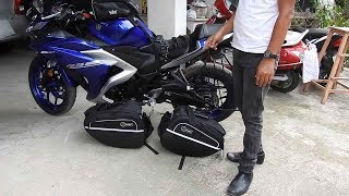 Saddle bag installation tutorial on Yamaha R3 RYNOX NOMAD V21 [upl. by Kcirddes]