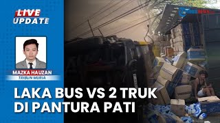 Kecelakaan Bus Surya Bali vs 2 Truk di Pantura Pati 6 Korban Tewas [upl. by Lilak]