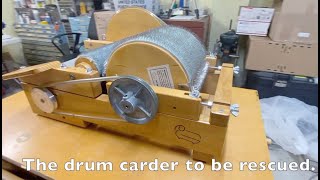 Drum carder rescue Replacing carding cloth on Pat Green carder [upl. by Vyky248]