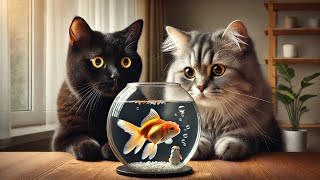 How Cats Hunt a Goldfish Zippy and the Black Cat in Action [upl. by Whitcomb]