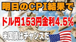 【明日のCPIで大きく動く】円安加速153円 金利45％オーバー 米国債EDV TLT大チャンス来るぞ！！ [upl. by Miharba516]