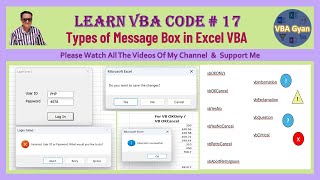 Learn VBA Code Part 17  Types of MessageBox in Excel VBA [upl. by Ulrick]