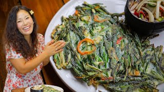 Korean Chive Pancake Recipe Buchujeon Perfect with Makgeolli 🍶 [upl. by Notlit]