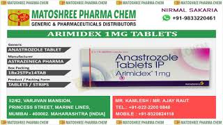 Arimidex 1mg Tablets Leading Suppliers in India • Matoshree Pharma Chem [upl. by Lehsreh]