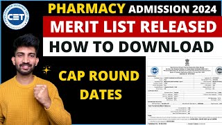 B Pharmacy Provisional Merit List Released 2024  Pharmacy Cap Round Dates 2024 [upl. by Irek777]