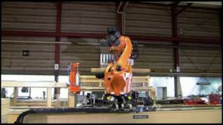 KUKA robot KR 1000 titan stacks wood overseas [upl. by Moffitt]