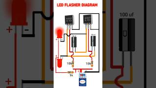 Simple Led Flasher Using bc547 Transistor  Led Flasher Circuit Diagram  Flasher viral trending [upl. by Nnayllas520]