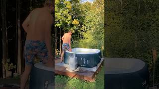 Inflatable Hot Tub On Cold Fall Day [upl. by Filberte]