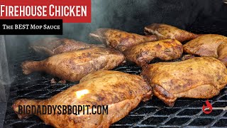 Firehouse Chicken Recipe  Smoked Chicken Quarters with The BEST Mop Sauce [upl. by Ynettirb]