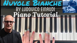 Nuvole Bianche by Ludovico Einaudi  Easy Piano Tutorial [upl. by Aymer]