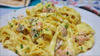 Quick and easy salmon pasta recipe  Italian Pasta Recipe [upl. by Ashli]