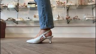 Cute little slingback heels in white reptile leather by Caprice Shoes in our Fabulous Summer Sale [upl. by Moya]