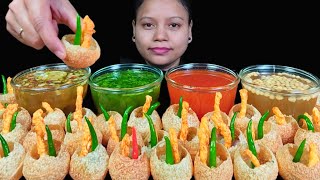 ASMR EATING SPICY PANI PURI CHALLENGE  GOLGAPPA CHALLENGE  FUCHKA CHALLENGE  PANIPURI EATING [upl. by Ahras]