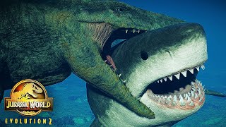 MEGALODON vs MOZAZAUR WALKA WSZYSTKICH WODNYCH DINOZAURÓW NARAZ Jurassic World Evolution 2 [upl. by Ynetsed]