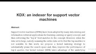 KDX an indexer for support vector machines [upl. by Ennaxor]