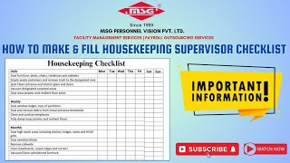 Housekeeping Supervisor Checklist  How To Fill Supervisor Checklist [upl. by Nerreg]