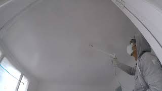 Spray Painting Ceilings Airless sprayer sprayings ceiling [upl. by Dloreh]