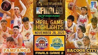 MPBL HIGHLIGHTS PAMPANGA VS BACOOR CITY FINALS GAME 2 NOVEMBER 28 2023 [upl. by Aerdnaeel387]