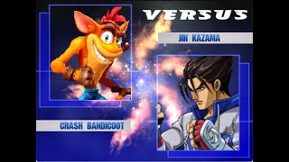 Mugen Battle Crash Bandicoot vs Jin Kazama [upl. by Kenimod]