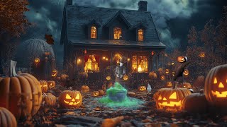 Cozy Autumn Witch Cottage Halloween Ambience with Bubbling Cauldron Fall leaves Sound for Sleeping [upl. by Sitruc]