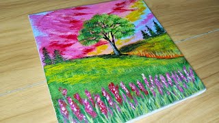 Spring Landscape Painting  Acrylic Painting for Beginners [upl. by Etka]