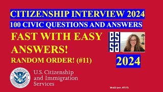 2024 Random 100 Civics Questions and Answers US Citizenship Interview 2024  Fast Easy Answer [upl. by Adala]