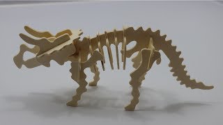 Woodcraft Construction Kit DIY Assembly Wooden Triceratops [upl. by Yt]