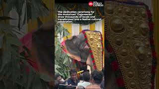 The Shiva Vishnu Temple in Edayar Kannur welcomed a lifesized robotic elephant on Thursday [upl. by Darcee]