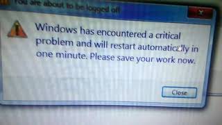 windows has encountered critical problem and will restart automatically in one minuteplease save yo [upl. by Tasha418]