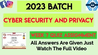 Cyber Security and Privacy Week 7 Quiz Assignment  Week 7  NPTEL 2023 [upl. by Camden]