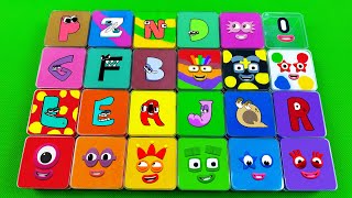 Finding Numberblocks Alphablocks SLIME with Square Colorful Mix Satisfying ASMR Videos [upl. by Bywoods12]