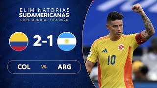 COLOMBIA vs ARGENTINA 21  RESUMEN  ELIMINATORIAS SUDAMERICANAS  FECHA 8 [upl. by Ewall212]