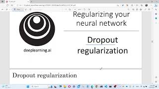 Deep Learning  Dropout regularization [upl. by Oicnerolf]