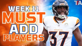 Week 11 MUST ADD Waiver Wire Pickups  Fantasy Football Advice [upl. by Mayer989]