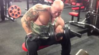 Gary Lister finishing biceps  Listers Universal gym [upl. by Geminian]