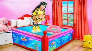 I Turned My Daughters Bed into a Fish Tank Surprise  Familia Diamond [upl. by Onailimixam31]