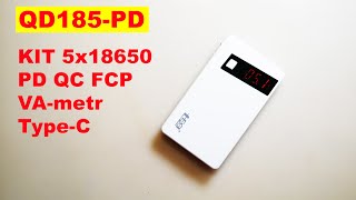 QD185PD KIT Powerbank с VAметром и быстрой заменой АКБ 5х18650 PD QC TypeC [upl. by Bendix96]