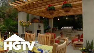 Backyard Patio Design with Outdoor Kitchen and Dining Room  HGTV [upl. by Cyna442]