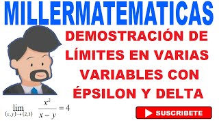 Demostracion de limites por definición epsilon delta varias variables Ejemplo 3 Millermatematicas [upl. by Loring52]