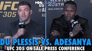 Dricus Du Plessis Israel Adesanya Clash Over Origins of Beef at First Press Conference  UFC 305 [upl. by Lolande]