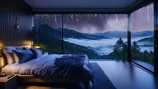 Rain Sounds for Deep Sleep  Heavy Rain and Thunder on the Roof in the Foggy Forest at Night [upl. by Hiram]