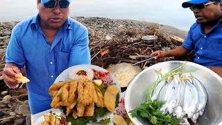 Este Hombre cocino el Pejerrey Arrebozado en la Playa [upl. by Etep]