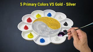 Making 10 Colors With Only 5 Primary Colors VS Metalic Gold Silver  Color Mixing  Art Tenka [upl. by Gardas]